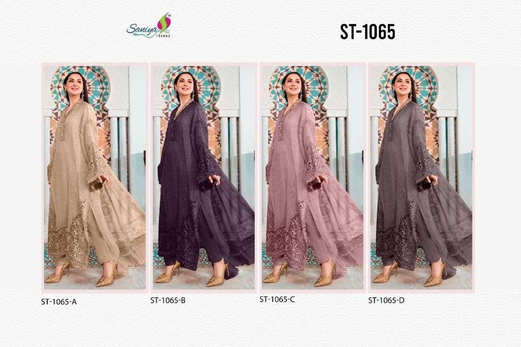 saniya trendz 1065 georgette fancy embroidered dress material collection surat