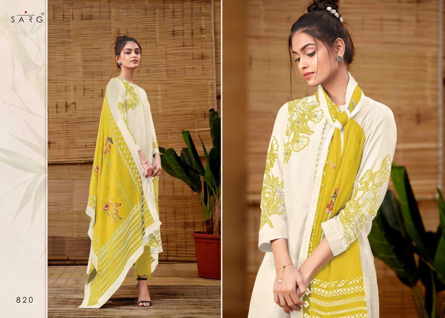 sarg sahiba evelyn muslin silk printed with handwork salwar suits collection wholesale price surat