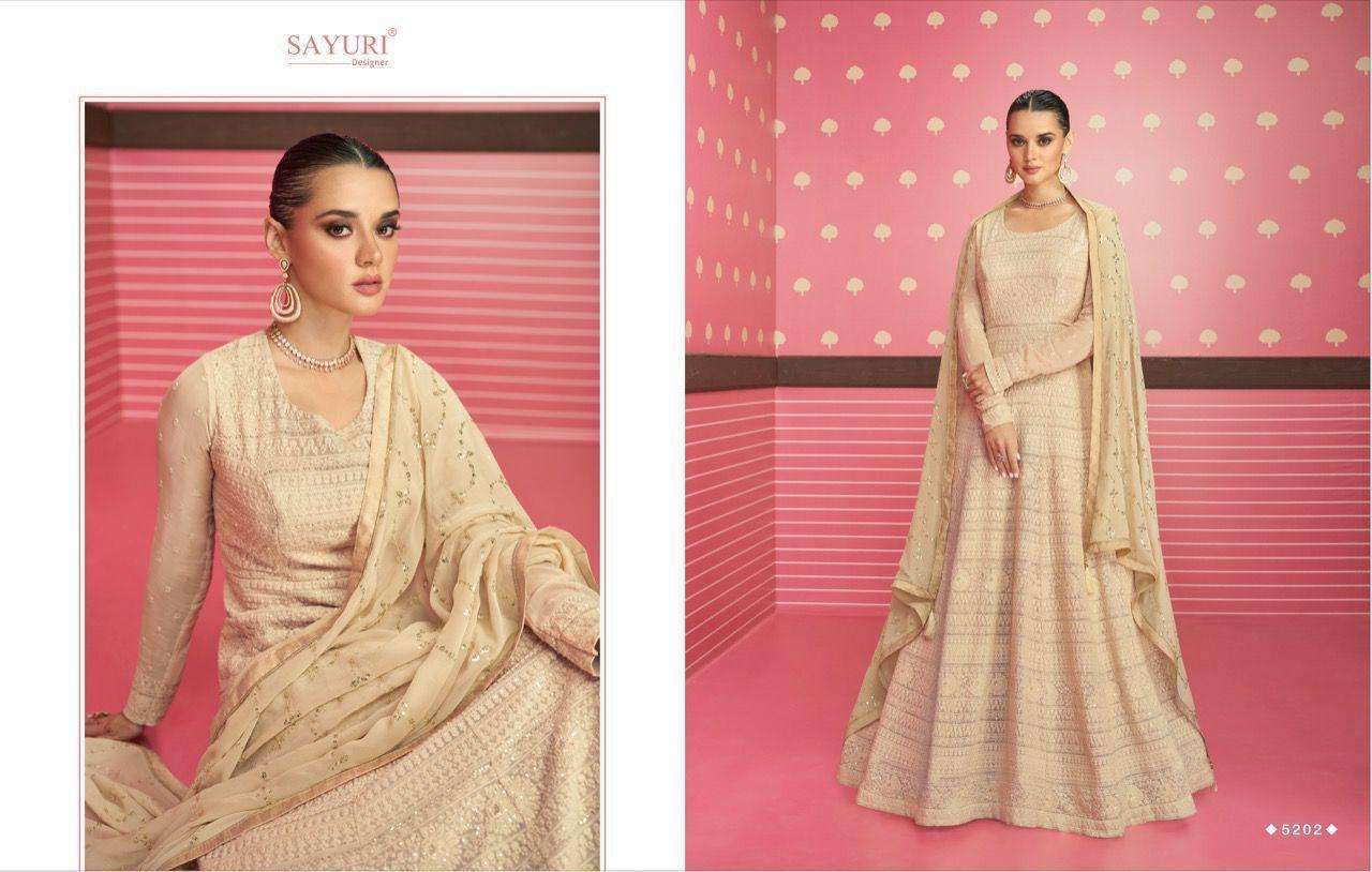 sayuri by safeena 5201-5203 series real georgette party wear stiched collection online wholesaler surat