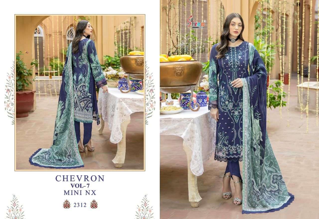 shree fabs present chervon vol 7 mini nx pure cotton pakistani salwar kameez with chiffon dupatta online wholesaler surat textile market 