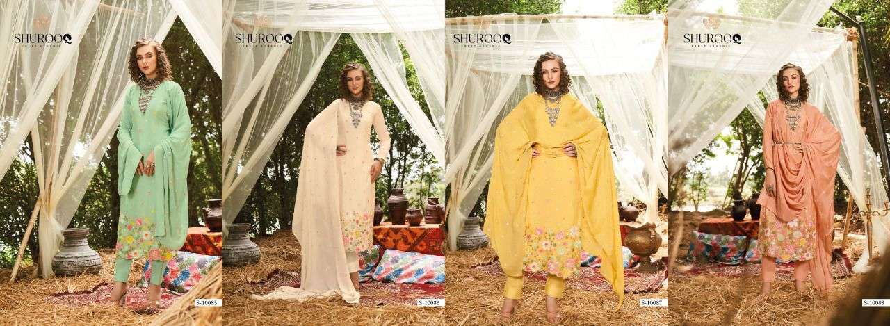 shurooq maria pure chinon embroidery with sequnce salwar kameez best price surat