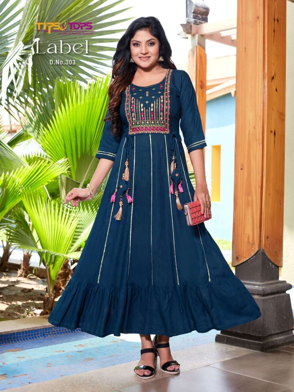 tips and tops label vol 3 festive wear fancy rayon long gowns collection wholesale price surat