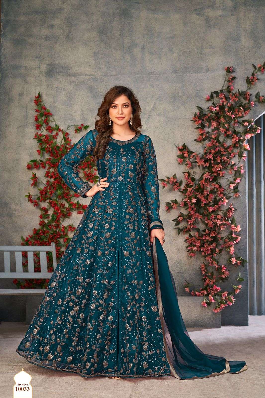 twisha anjuba vol 4 10031-10034 series fancy net with embrodered salwar suits collection surat