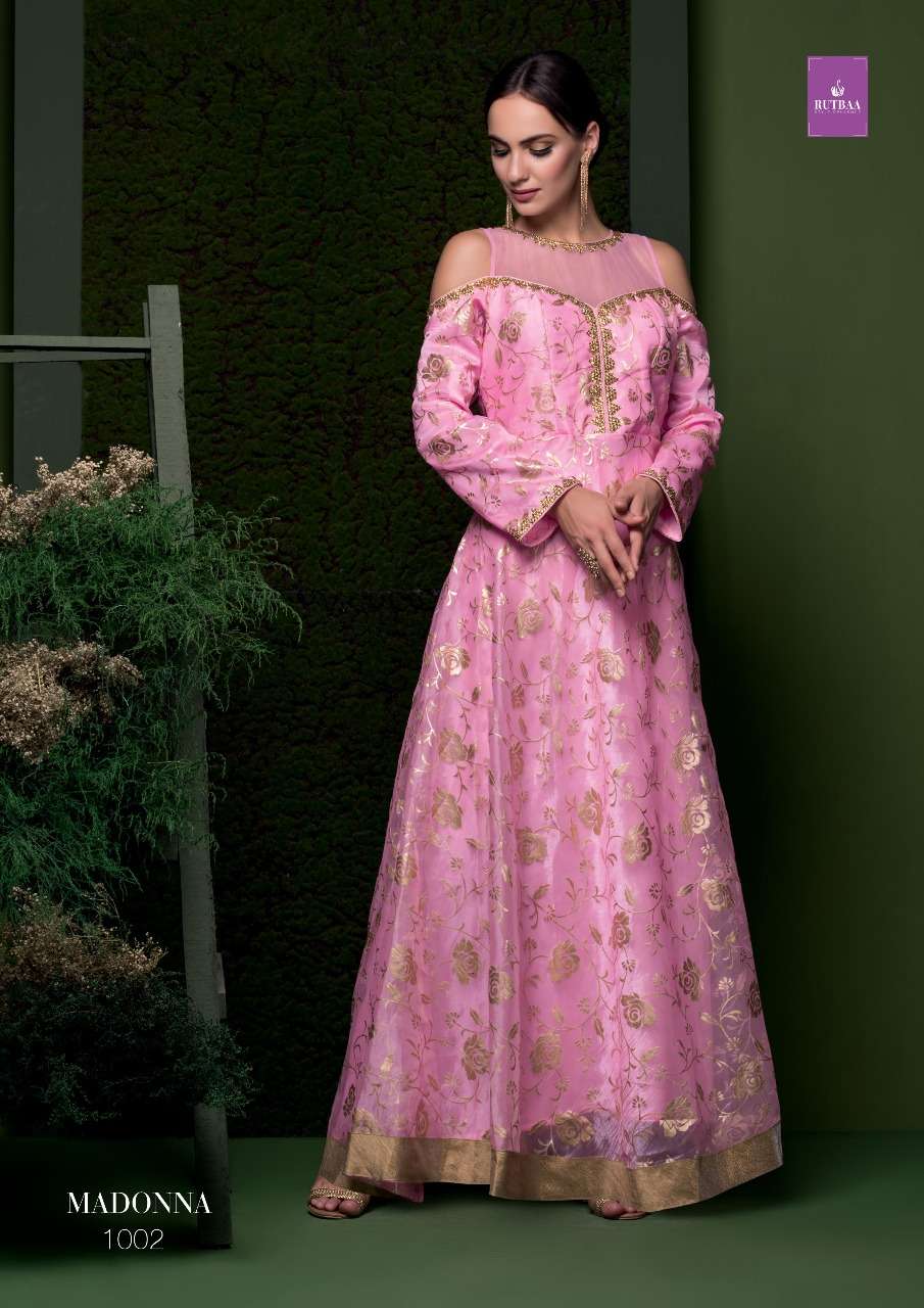 tzu madonna organza long designer gown wholesale price surat