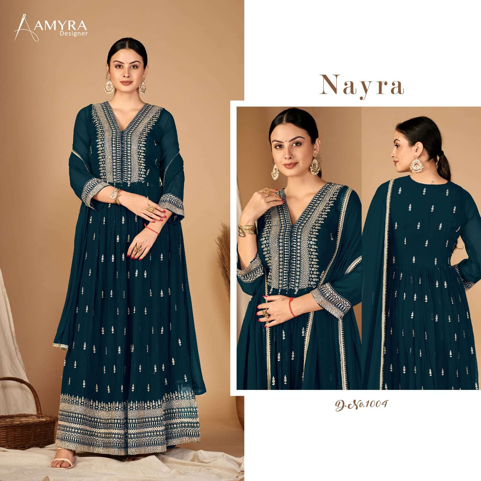 aamyra designer nayra 1001-1004 series georgette embroidered designer suits collection surat