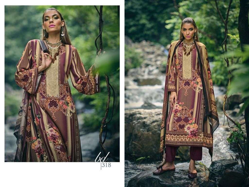 aiqa ba-dastoor 311-318 series pure pashmina winter collection salwar suits wholesaler surat