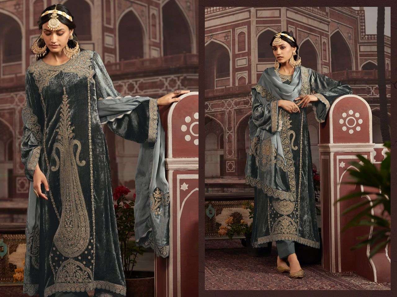 aiqa lifestyle kaafila velvet embroidery work salwar kameez online wholesale price surat