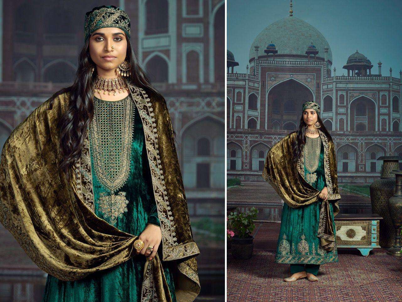 aiqa lifestyle salaam-e-ishq 224-231 series fancy velvet salwar suits collection surat