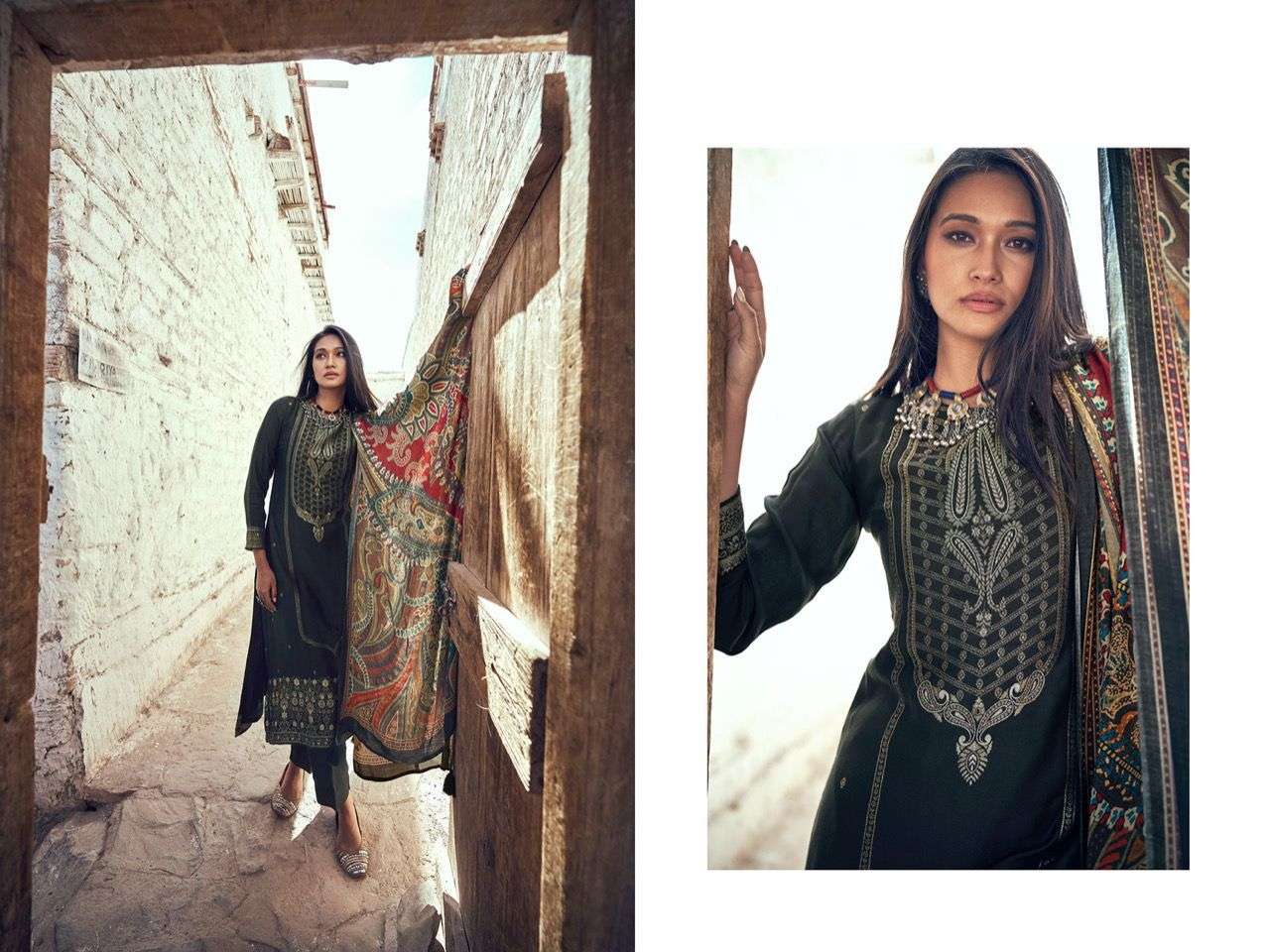 aiqa silk of india 248-255 series woollen pashmina designer dress material collection surat