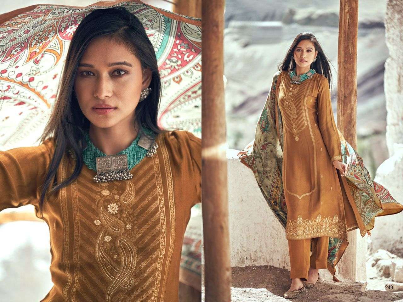 aiqa silk of india 248-255 series woollen pashmina designer dress material collection surat