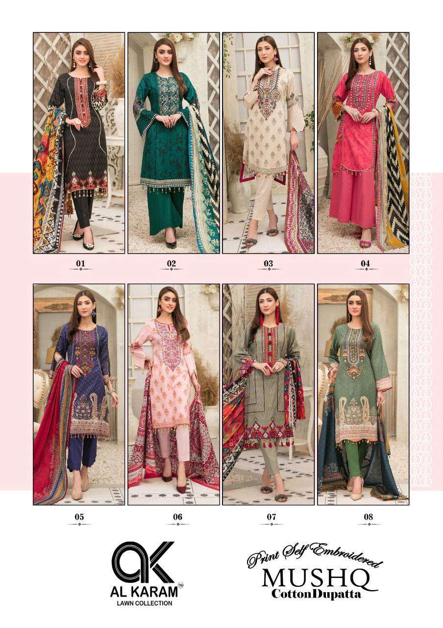 al karam mushq collection cotton dupatta dress material wholesale price supplier surat