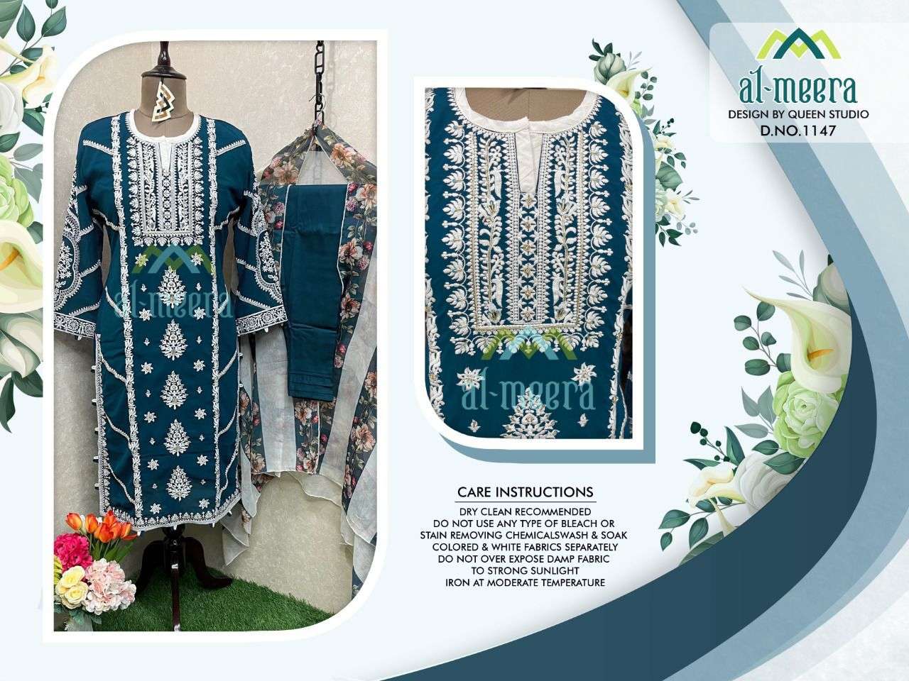al-meera 1147 georgette fancy embroidered designer work collection wholesale price surat