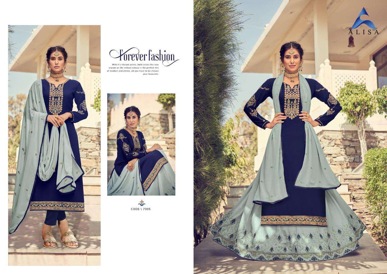 alisa kiara faux 7301-7306 series stich bottom georgette designer salwar kameez online seller surat 