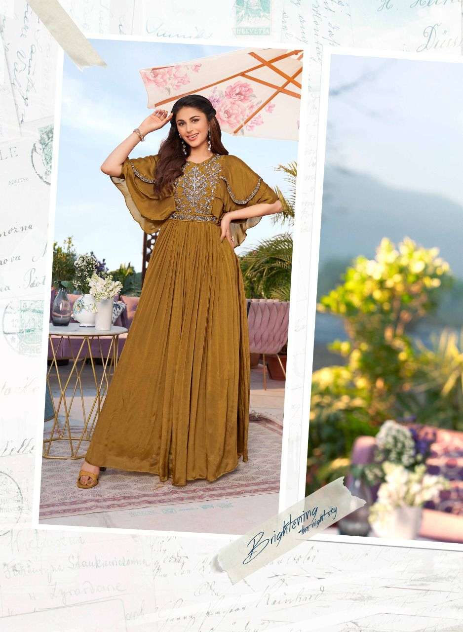 anju fabrics nazar vol-3 designer party wear gown collection wholesale price supplier surat
