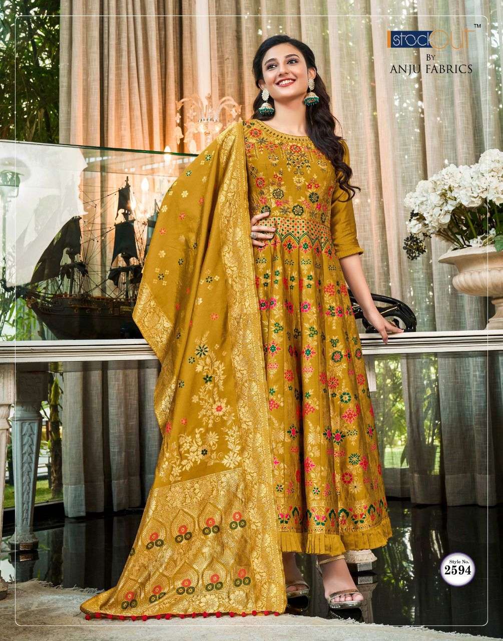 anju fabrics phulkari 2591-2594 series party wear collection wholesaler surat