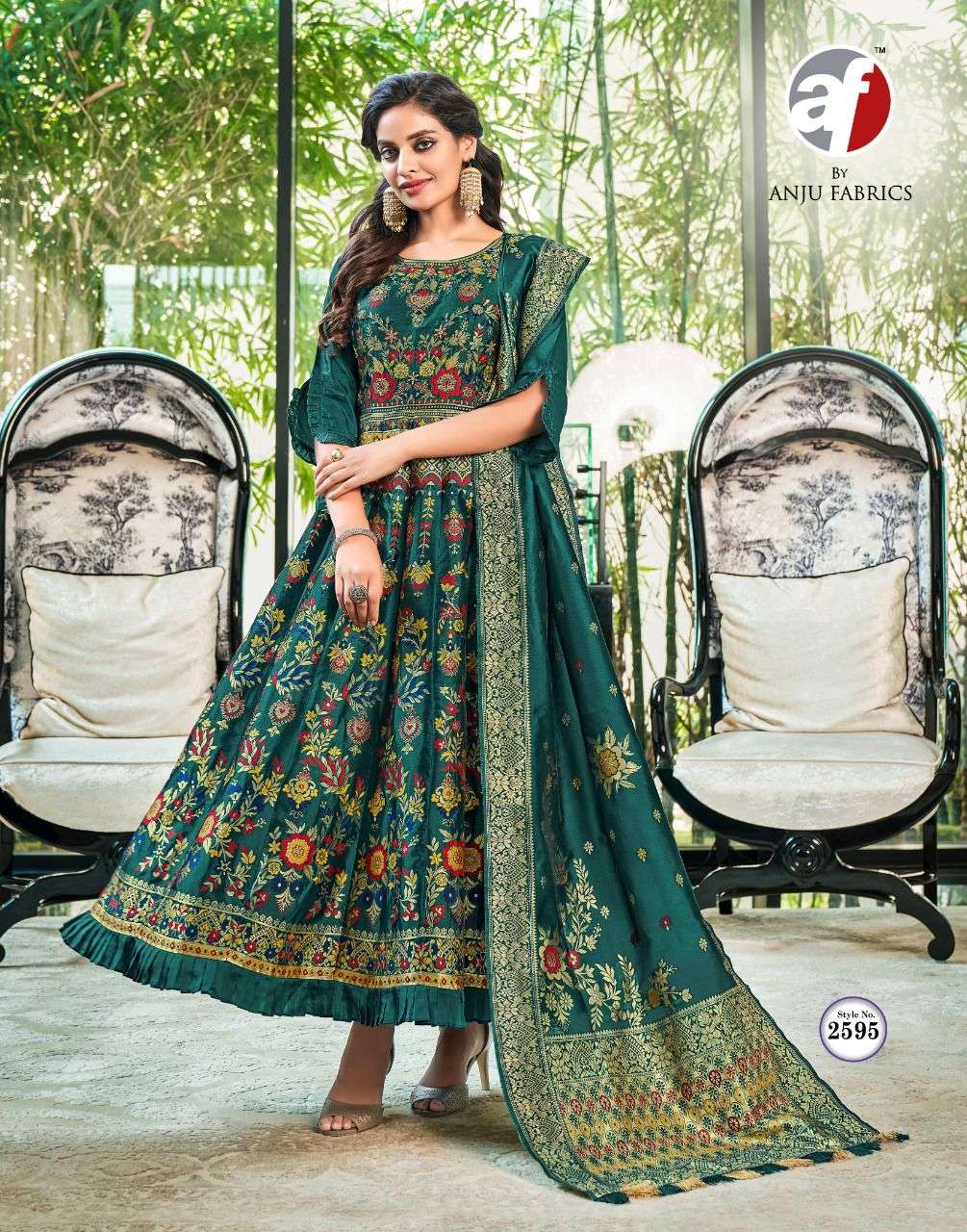 anju fabrics phulkari 2591-2594 series party wear collection wholesaler surat