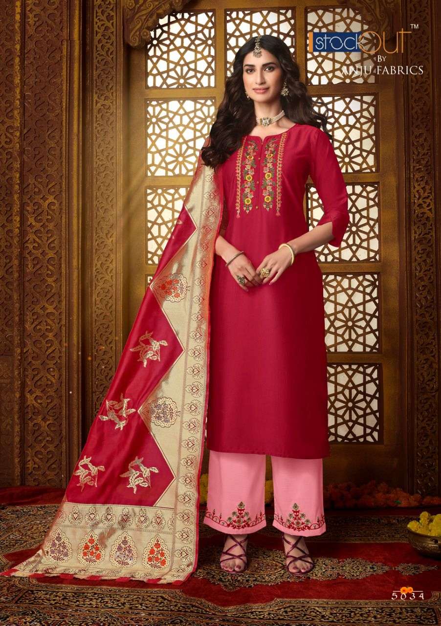 anju fabrics suhagan vol 2 5031-5036 series red special kurti pant with dupatta set wholesale price