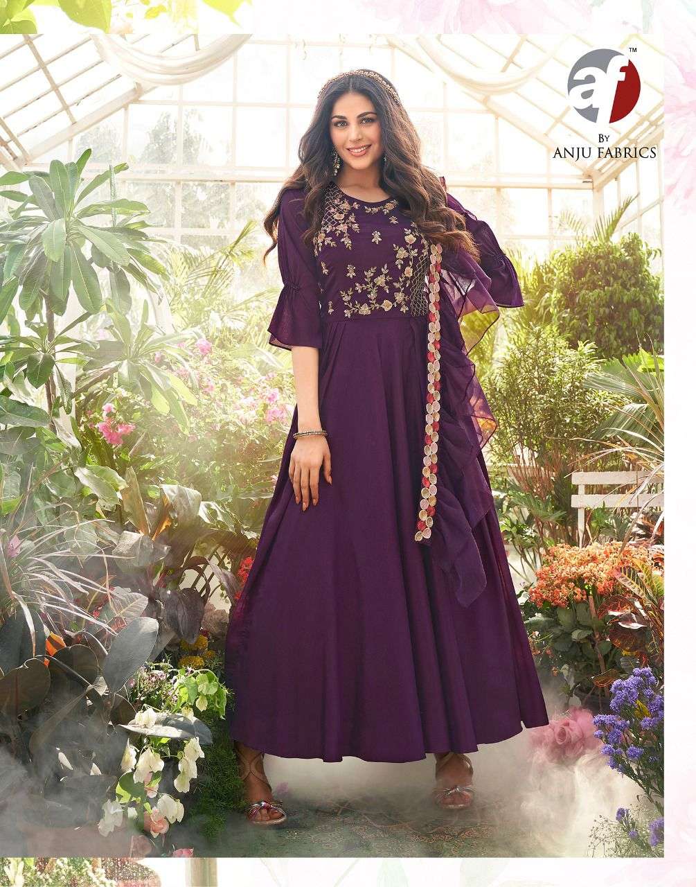 anju fabrics wedding masti vol 2 7111-7114 series premium fancy gown with dupatta wholesale price 