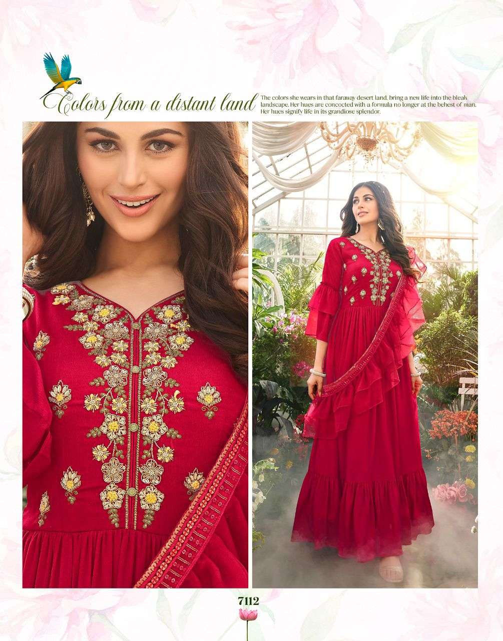 anju fabrics wedding masti vol 2 7111-7114 series premium fancy gown with dupatta wholesale price 