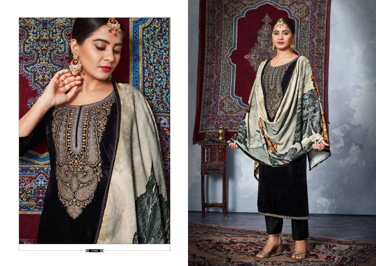 bemitex kainaat 37001-37006 series 9000 velvet designer embroidered salwar suits surat