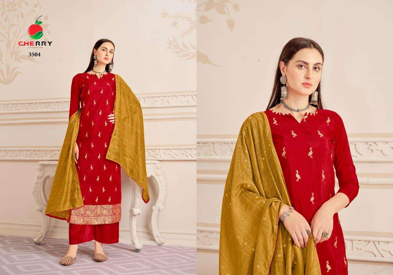 cherry jitta 3501-3504 series pure viscose muslin jaqaurd designer dress material wholesale price 