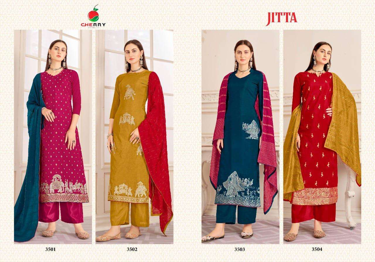 cherry jitta 3501-3504 series pure viscose muslin jaqaurd designer dress material wholesale price 