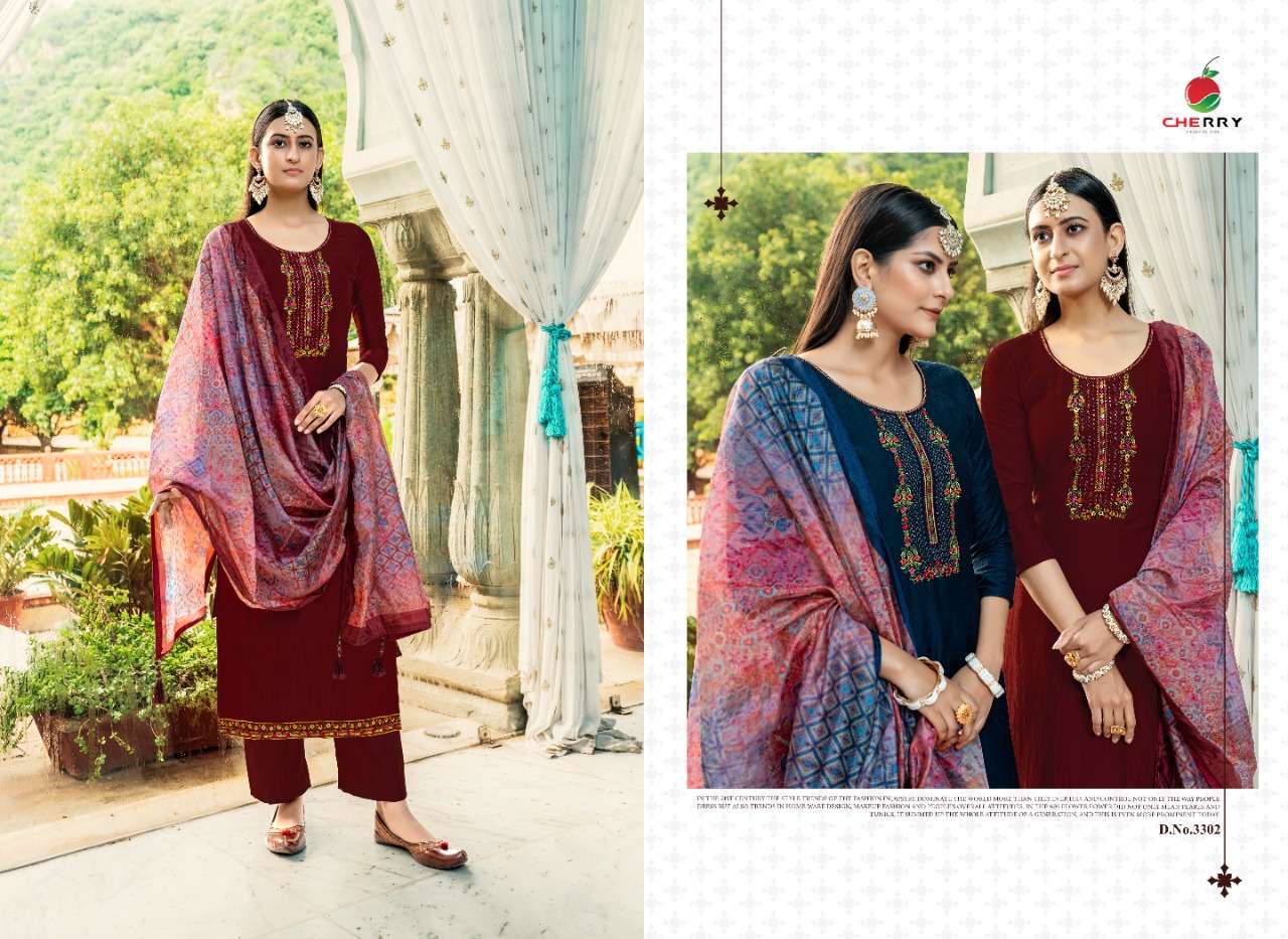 cherry sanaya 3301-3304 series pure parampara silk fancy embroidered salwar kameez wholesale price 