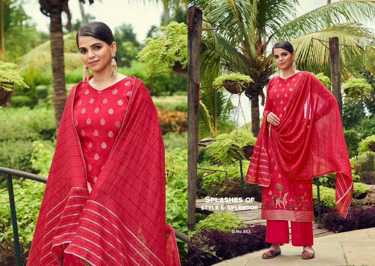 cherry teezer 801-804 series pure silk fancy embroidered dress material collection surat