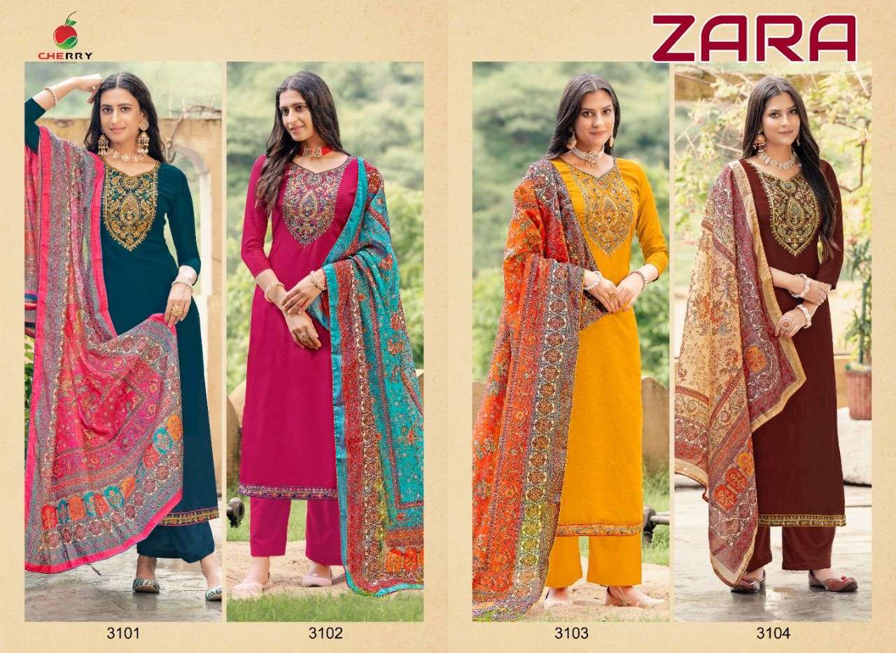 cherry zara 3101-3104 series pure parampara silk salwar kameez wholesale price surat