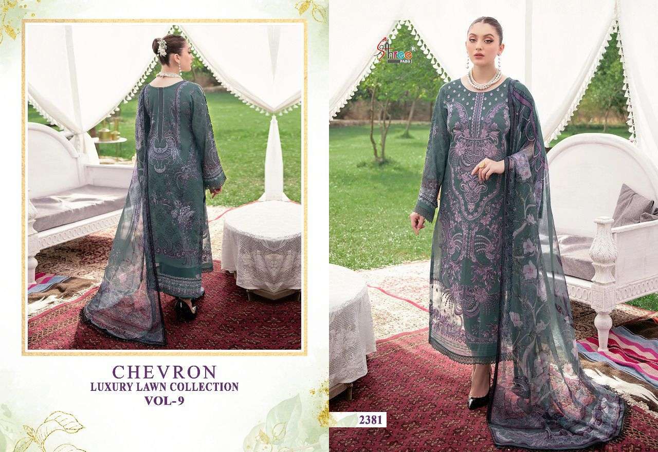 chevron luxury lawn collection vol 9 by shree fabs catalogue wholesaler surat