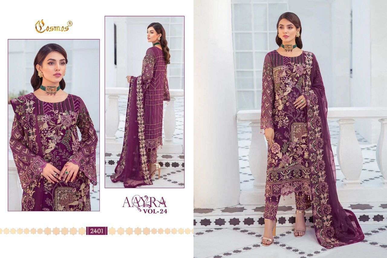 cosmos aayra vol 24 2401-2406 series faux georgette embroidered salwar kameez surat