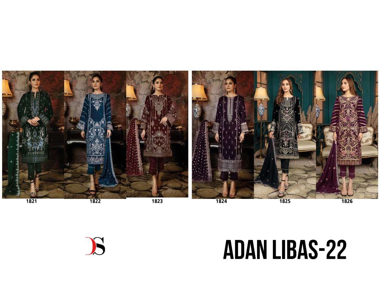 deepsy suits by adan libas 22 1821-1826 series velvet designer pakistani salwar suits online wholesaler surat 