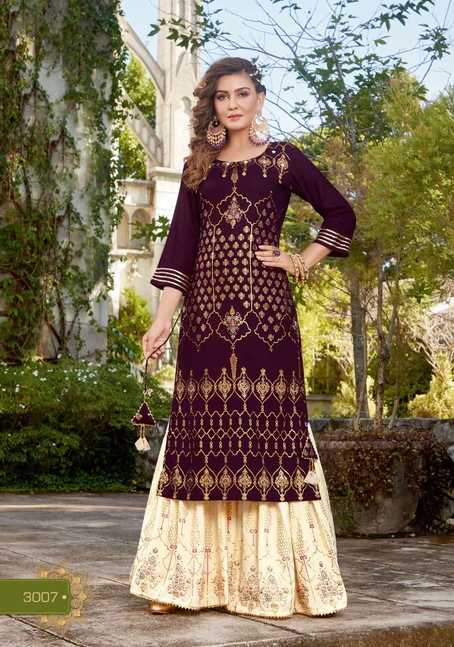 diya trendz fashion tadka vol 3 3001-3008 series designer kurtis with sharara set wholesale price 