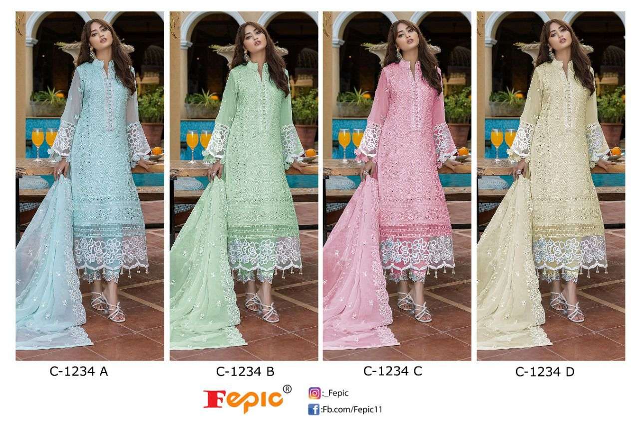 fepic 1234 colours georgette fancy embrodered festival suits collection surat