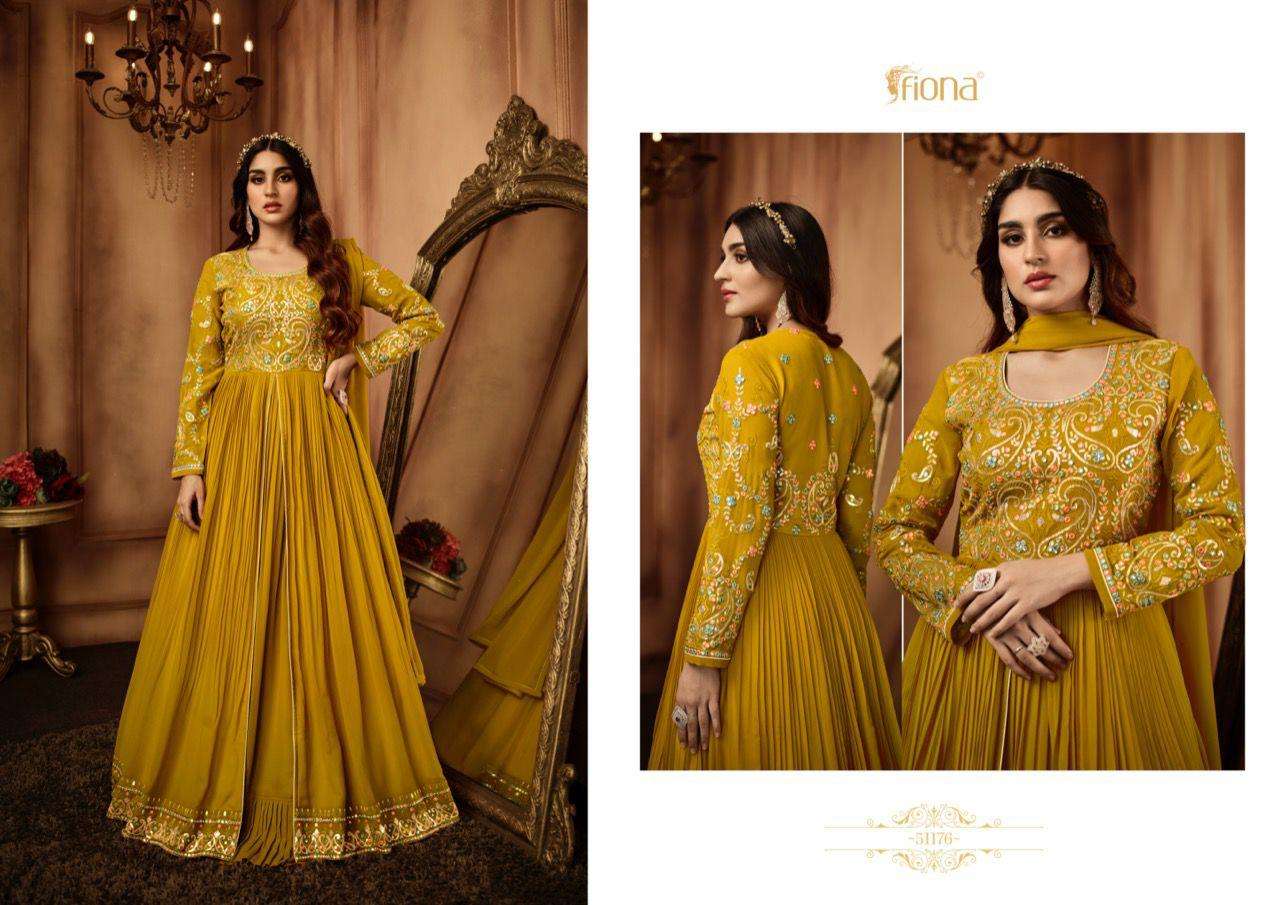 fiona fashion first look 51171-51176 series party wear gown with dupatta collection surat