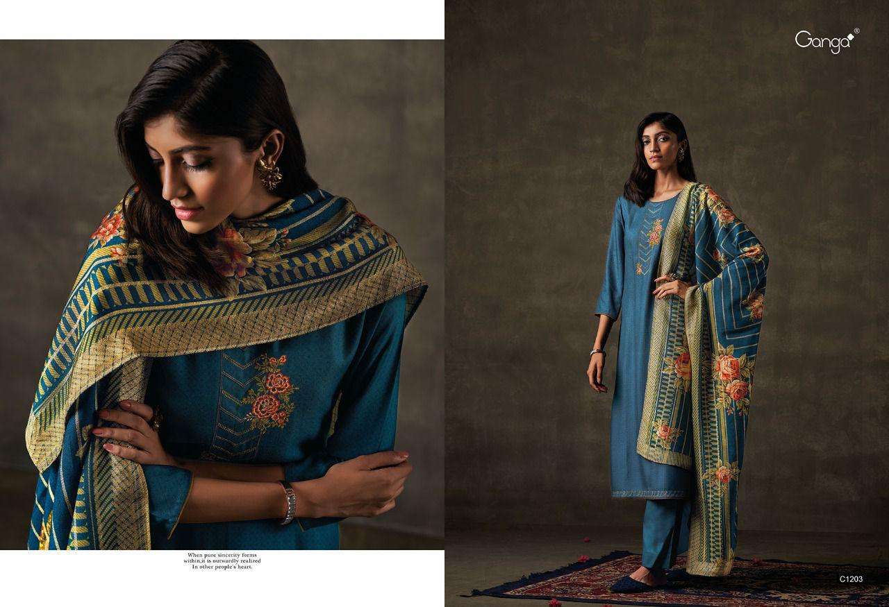 ganga aarzoo 1199-1204 series wool pasmina designer salwar kameez online shopping surat