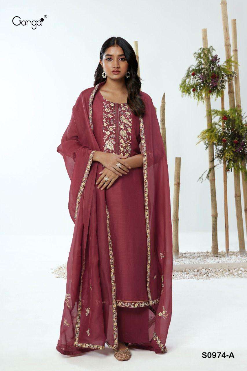 ganga anahi 978 premium bemberg silk fancy embroidered dress material collection surat