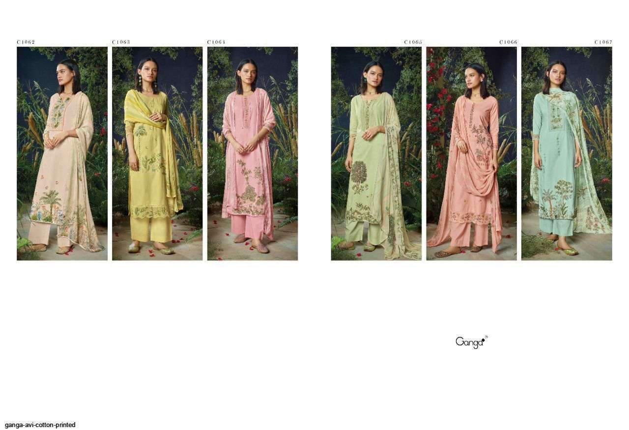 ganga avi 1062-1067 series cotton punjabi exclusive designer salwar suits wholesale rate surat 
