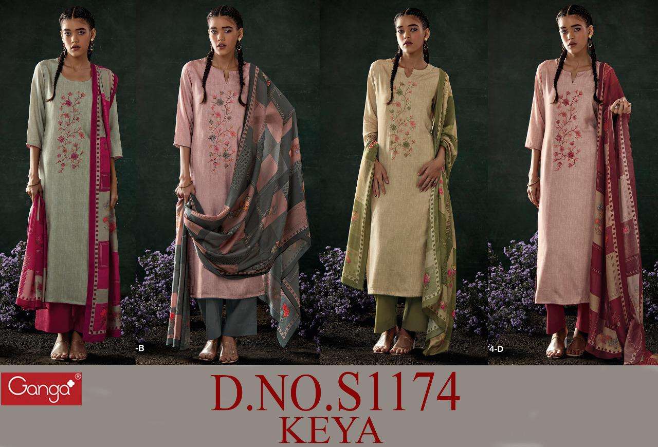 ganga keya 1174 pure wool pashmina designer salwar kameez wholesale price 