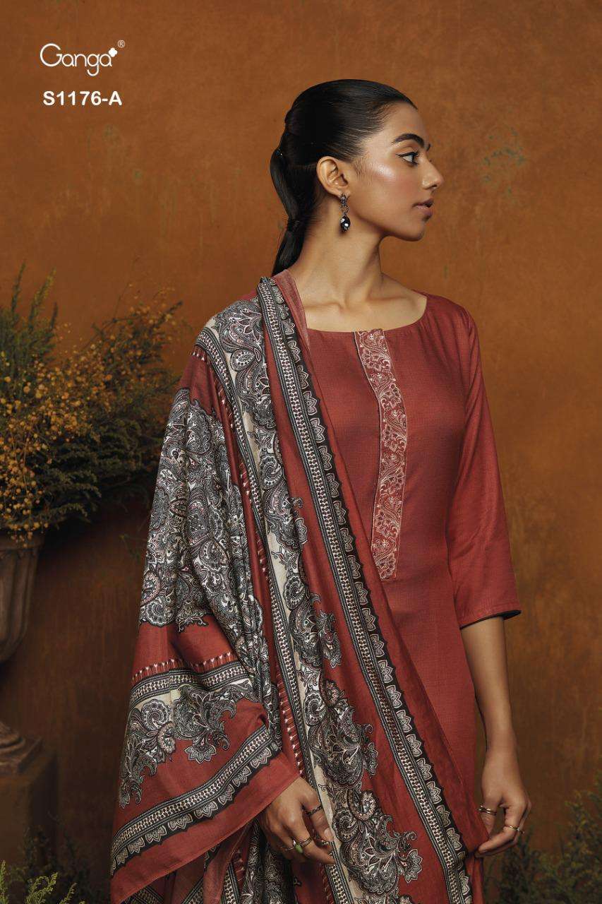 ganga keya 1176 pure wool pashmina dress material collection wholesale price online surat