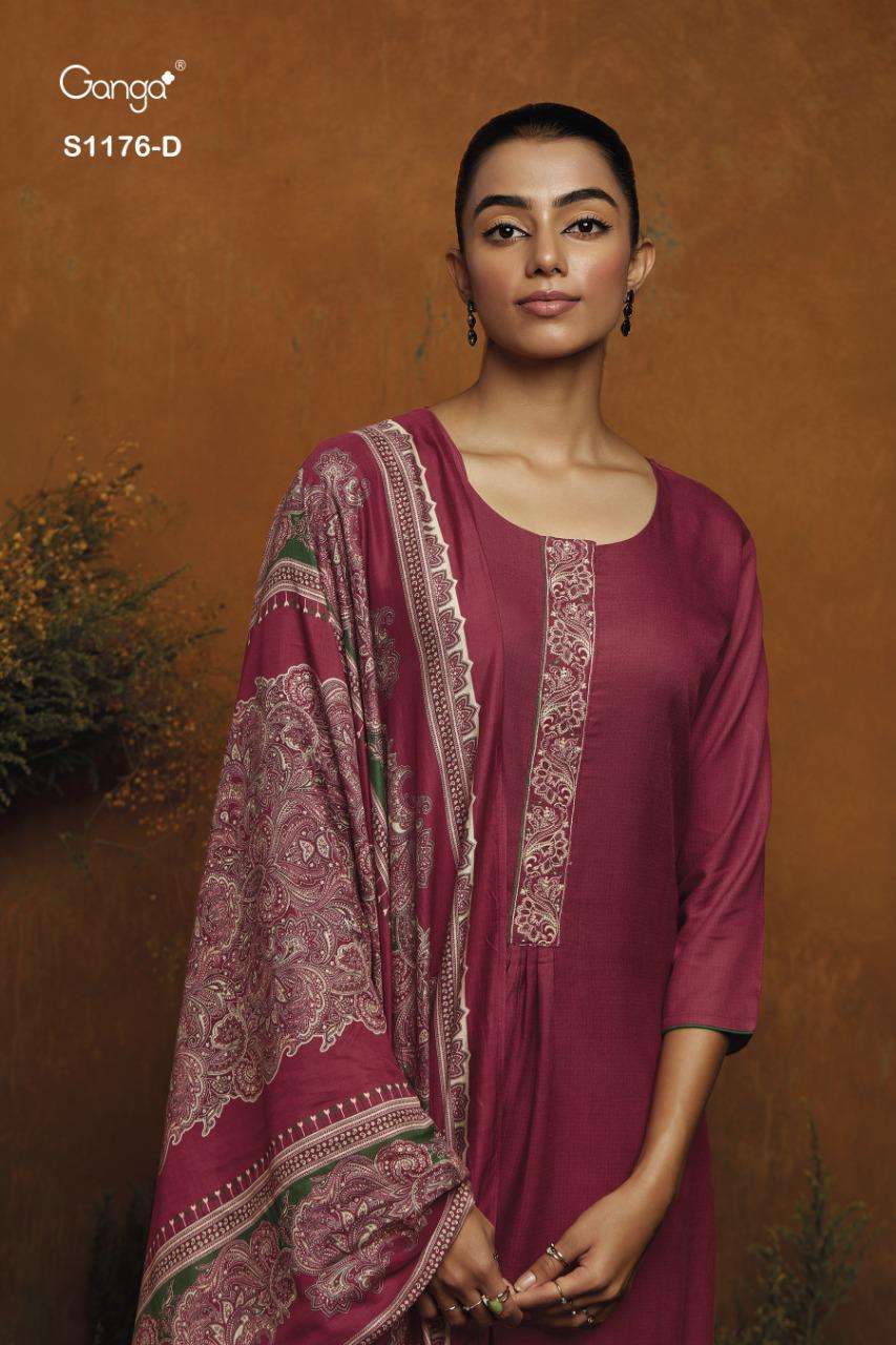 ganga keya 1176 pure wool pashmina dress material collection wholesale price online surat