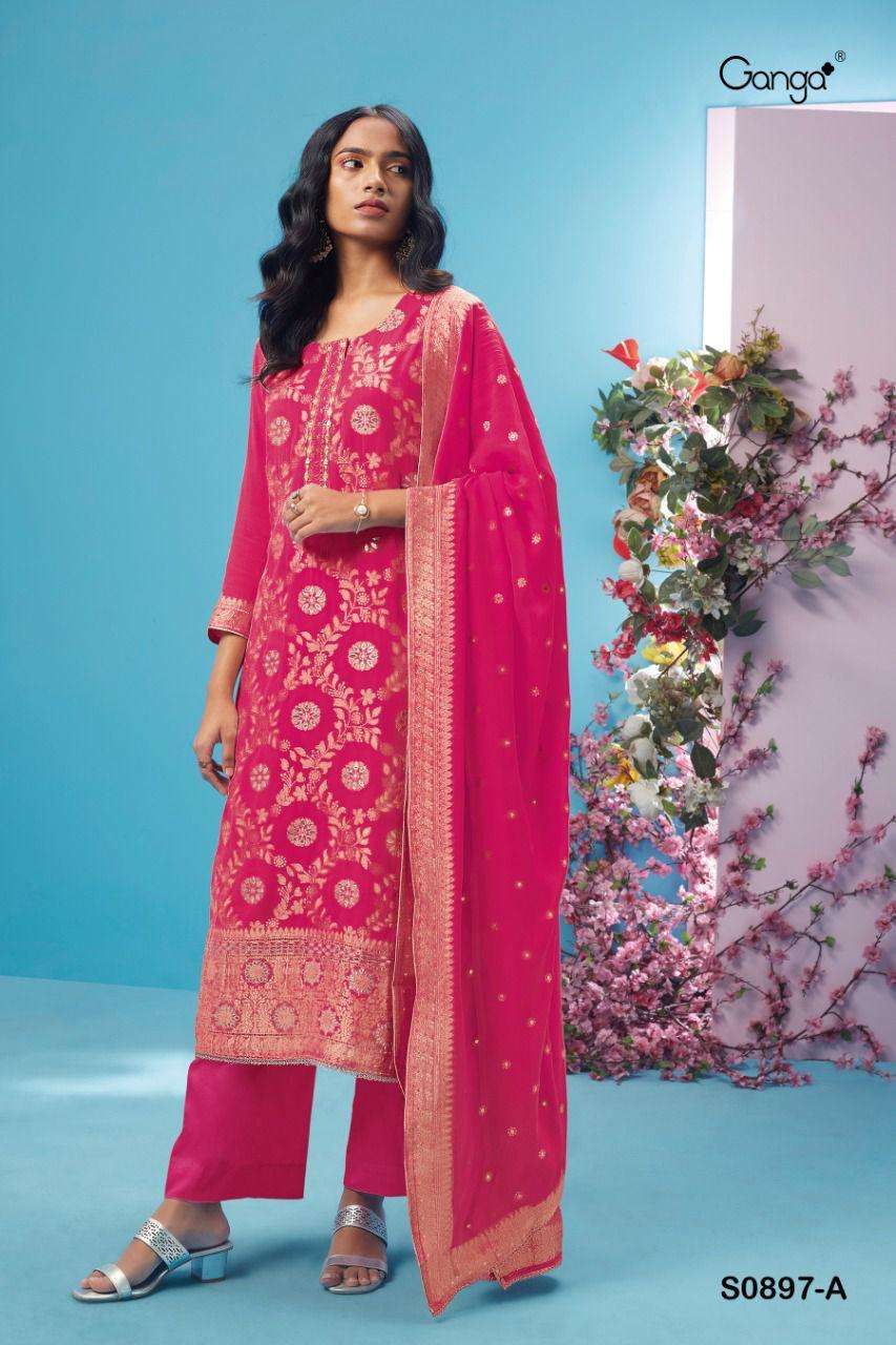 ganga krisha 897 colours pure georgette jequard designer party wear collection online shopping surat 