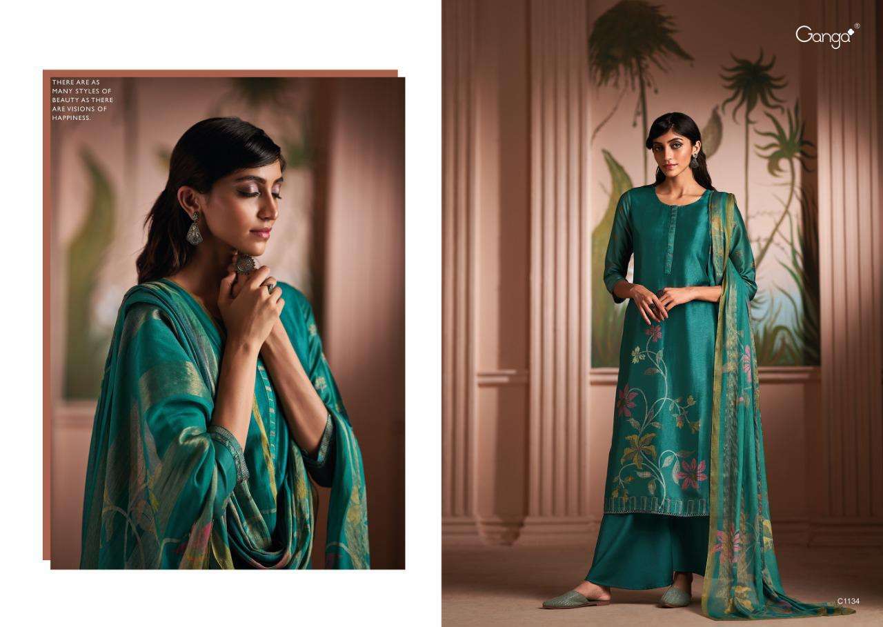 ganga shanaya pure bemberg silk fancy branded suits collection wholesale price surat