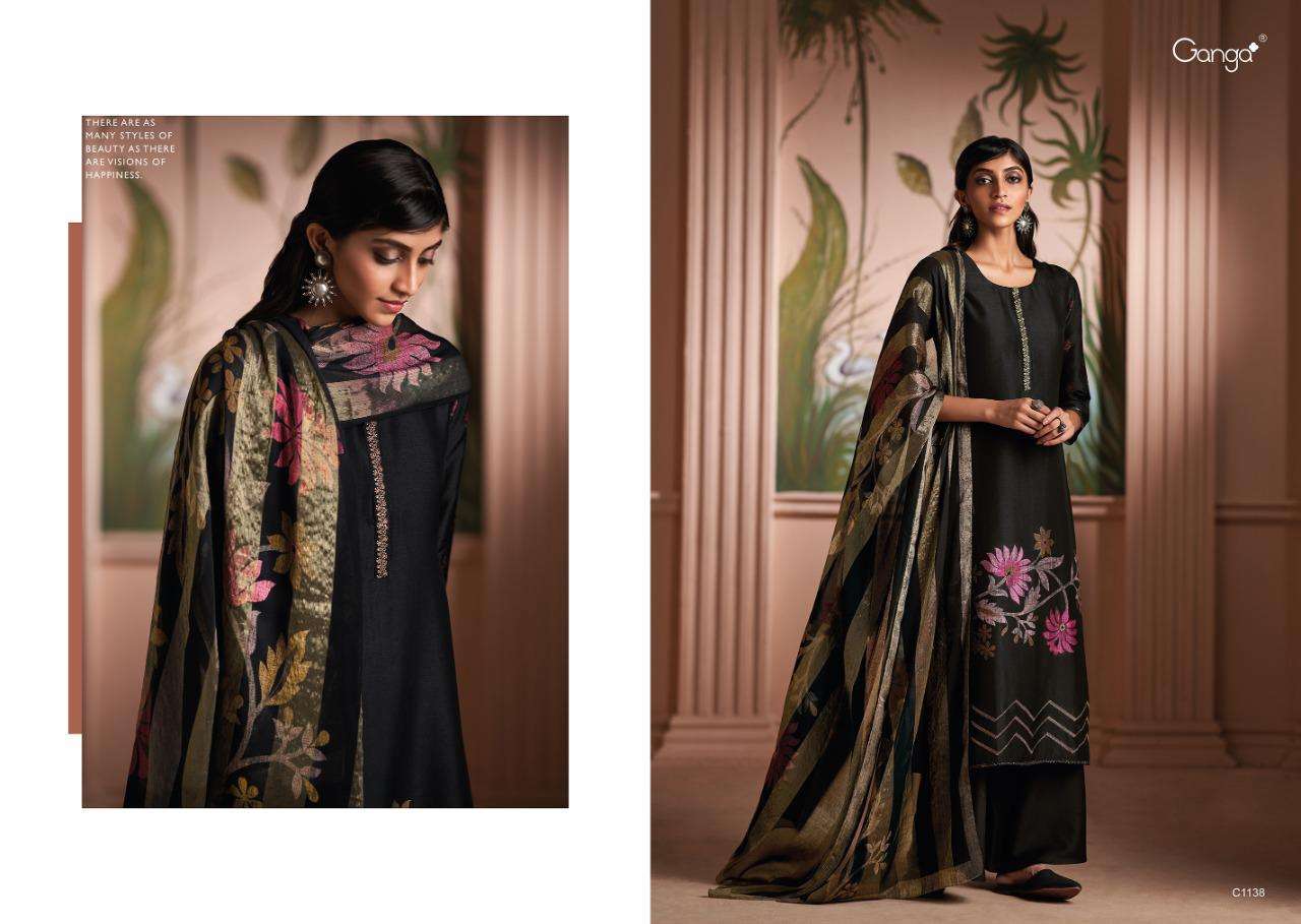 ganga shanaya pure bemberg silk fancy branded suits collection wholesale price surat