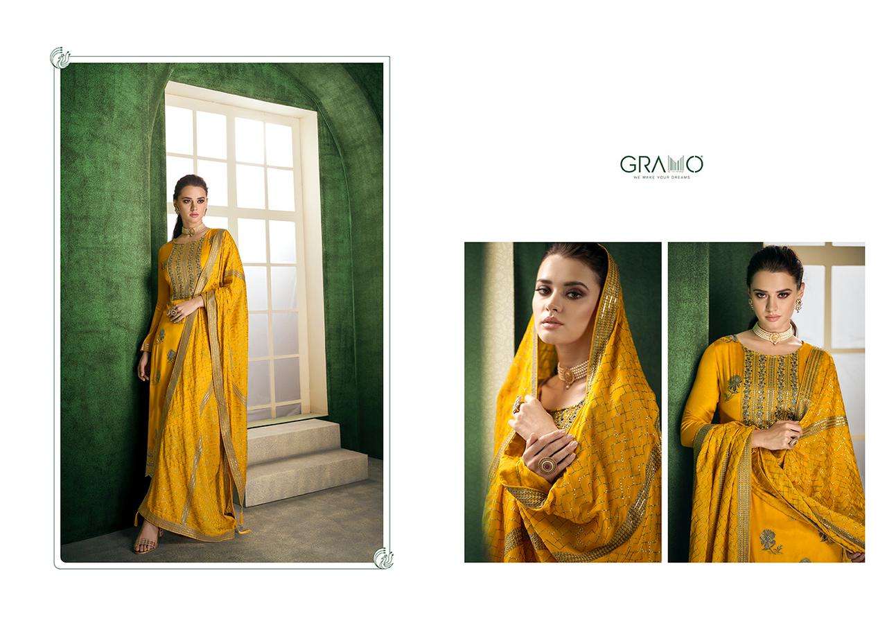 gramo sukun vol 2521-524 series party wear chinon with embroidered readymade suits collection surat