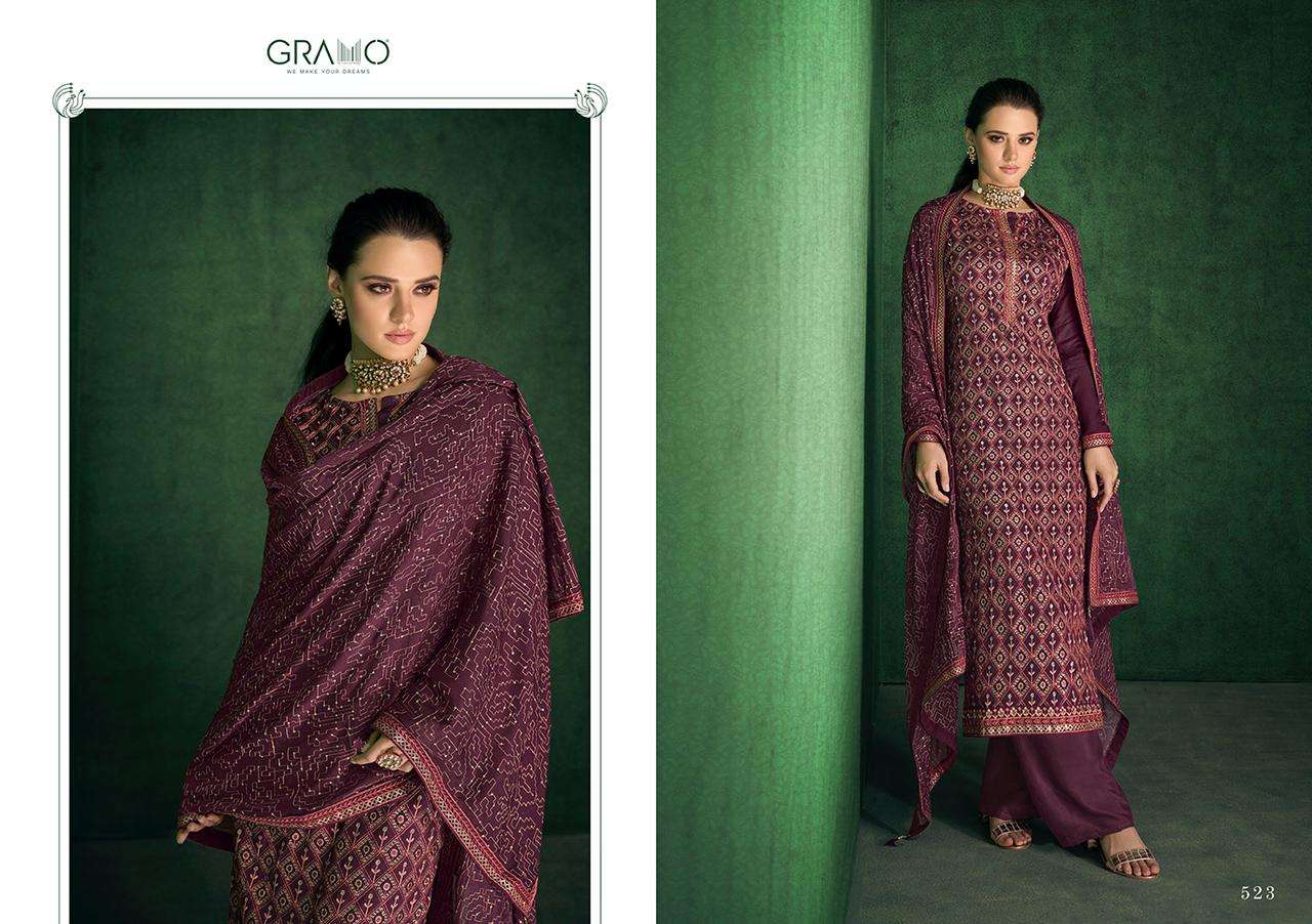 gramo sukun vol 2521-524 series party wear chinon with embroidered readymade suits collection surat