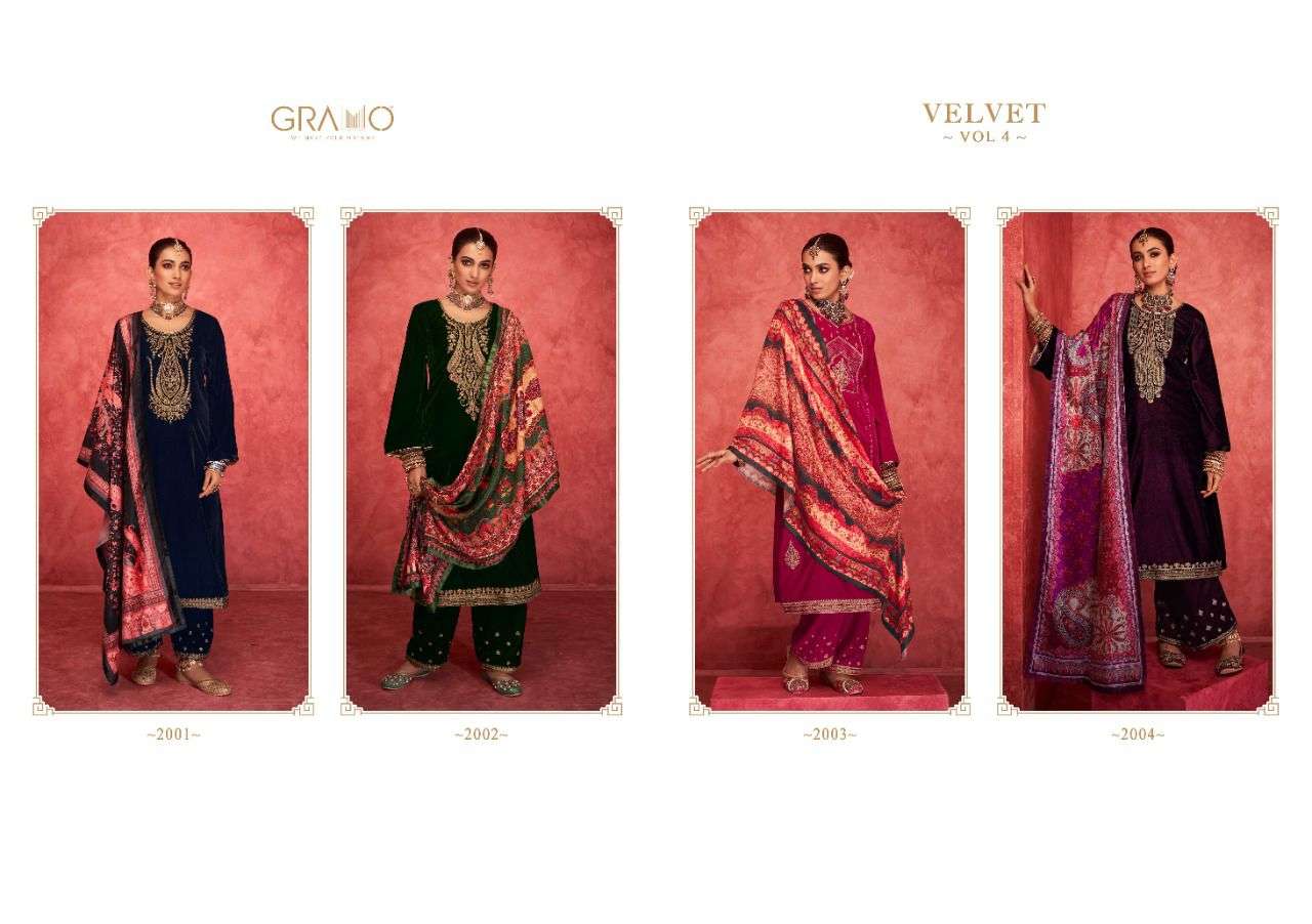 gramo velvet vol-2 2001-2004 series velvet designer exclusive party wear online wholesaler surat