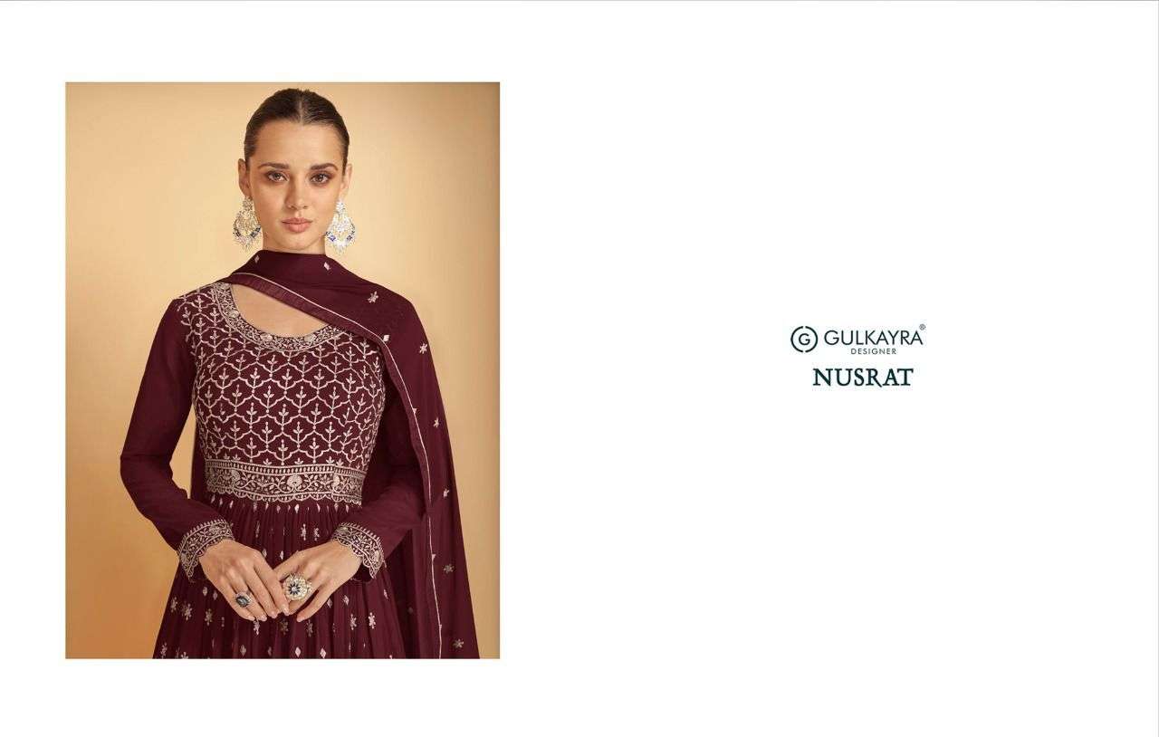 gulkarya designer nusrat 7174 colours georgette suits collection wholesale price surat