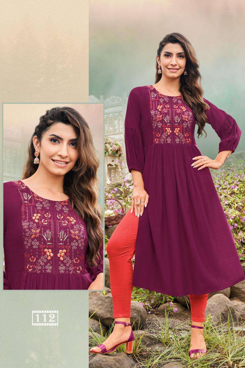 hariyali kanika 107-112 series silk designer ready made embroidred kurti  collection online shopping surat
