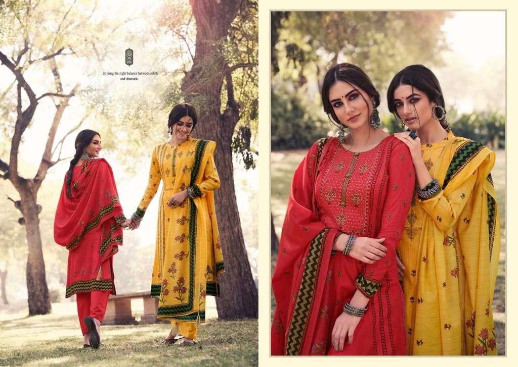 hermitage clothing skye 1001-1005 series pure jam satin fancy dress material collection surat